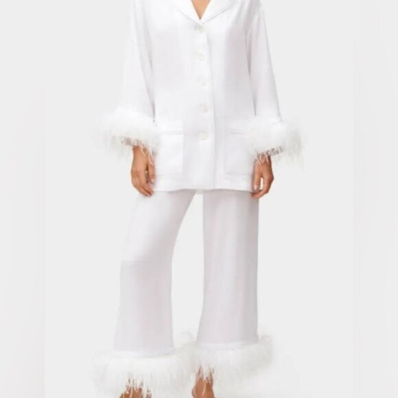 Sleeper - White Bridal Double Feather PJ Set (XS) - Picture 1 of 6